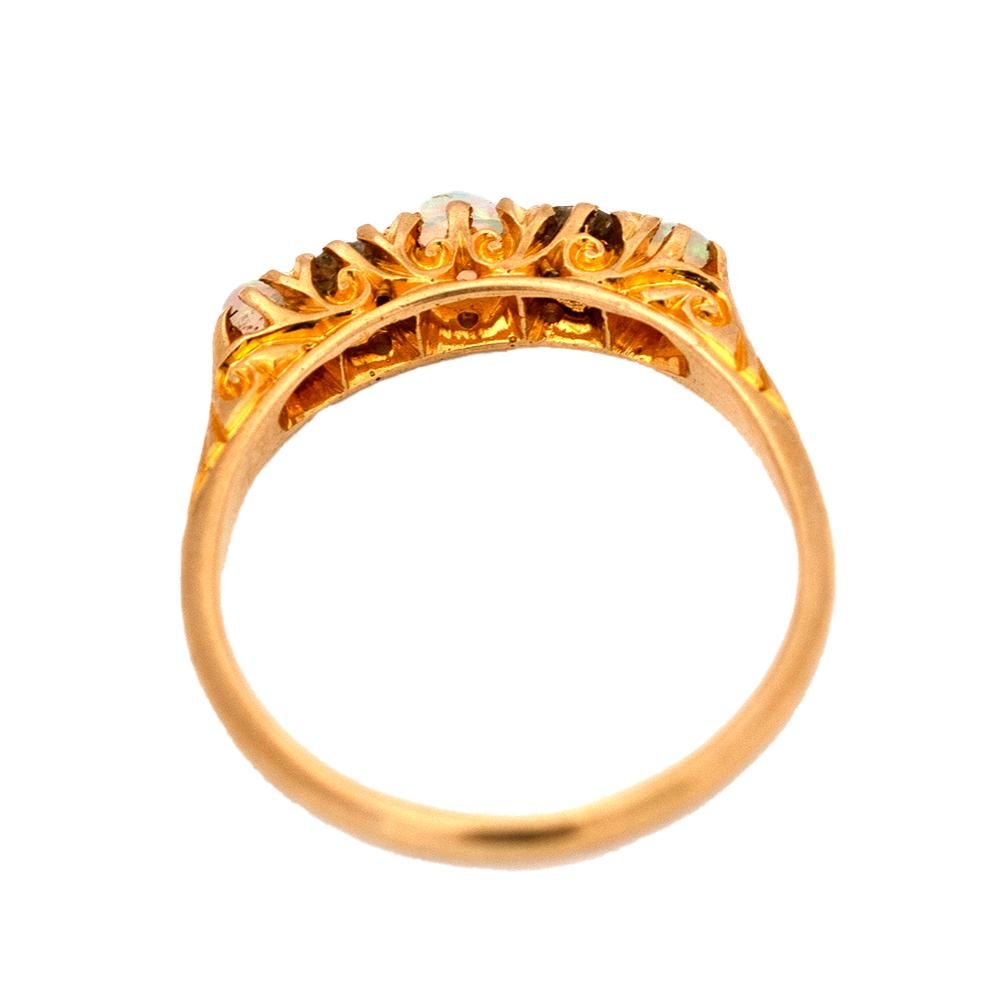 da uomo o donna Anello antico in oro 18ct con opale e diamanti del 1915 in vendita