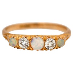 Antique 1915 Opal and Diamond 18ct Gold Ring