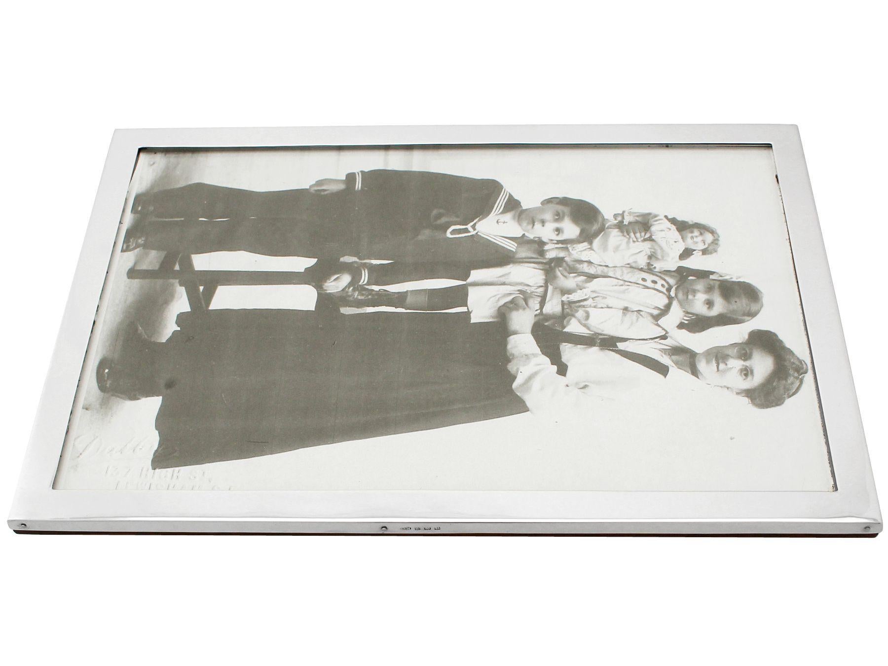 Glass Antique 1916 Sterling Silver Photograph Frame For Sale