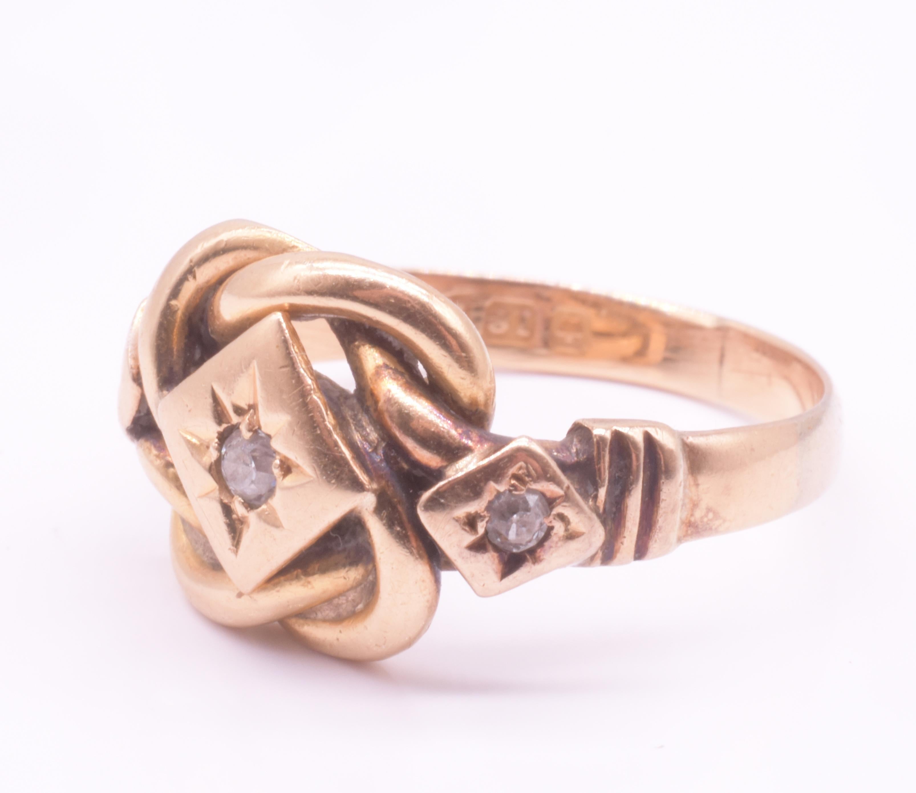 Antiker 1917 18K Lover's Knot Ring mit Diamanten für Damen oder Herren im Angebot