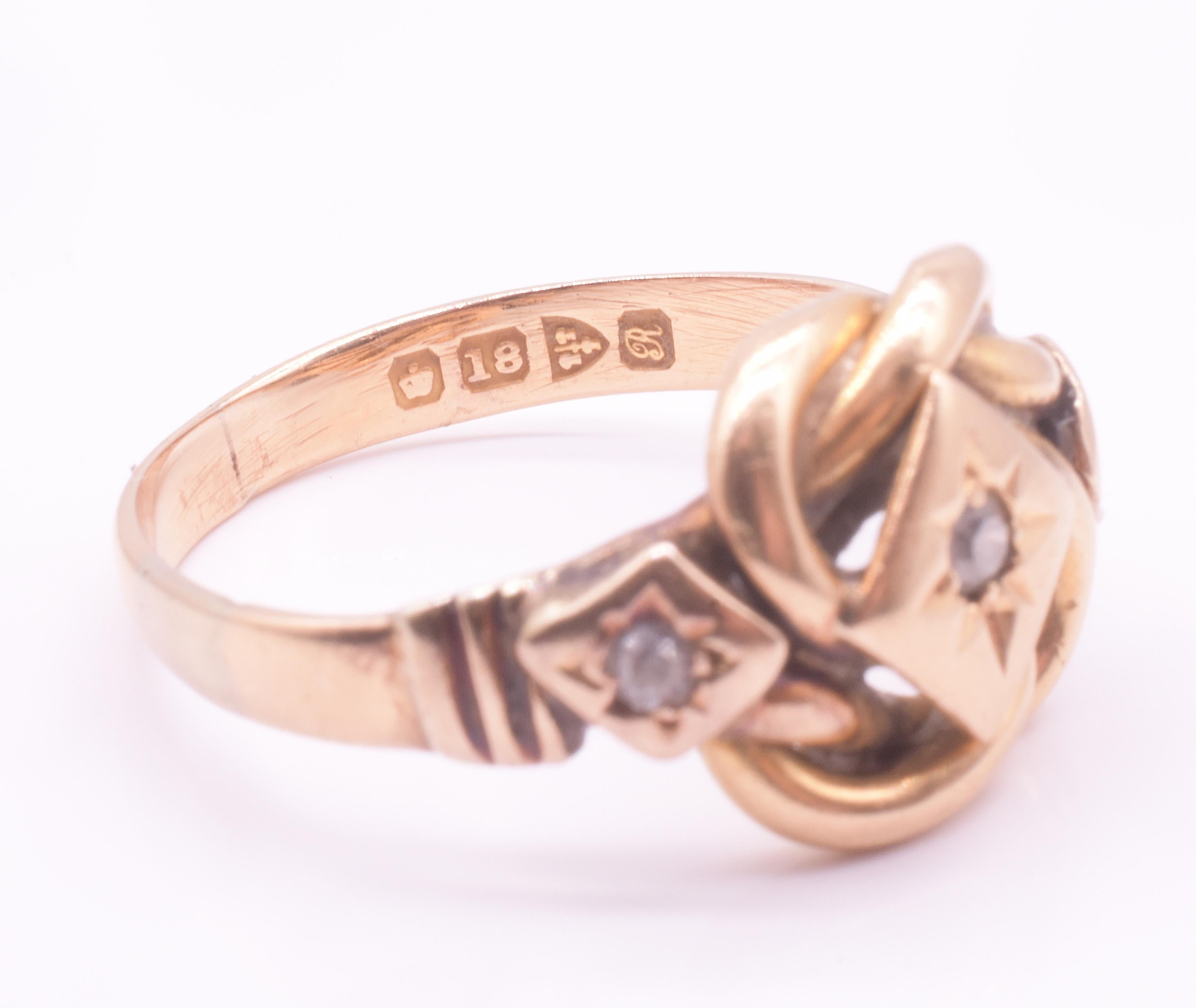 Antiker 1917 18K Lover's Knot Ring mit Diamanten im Angebot 1