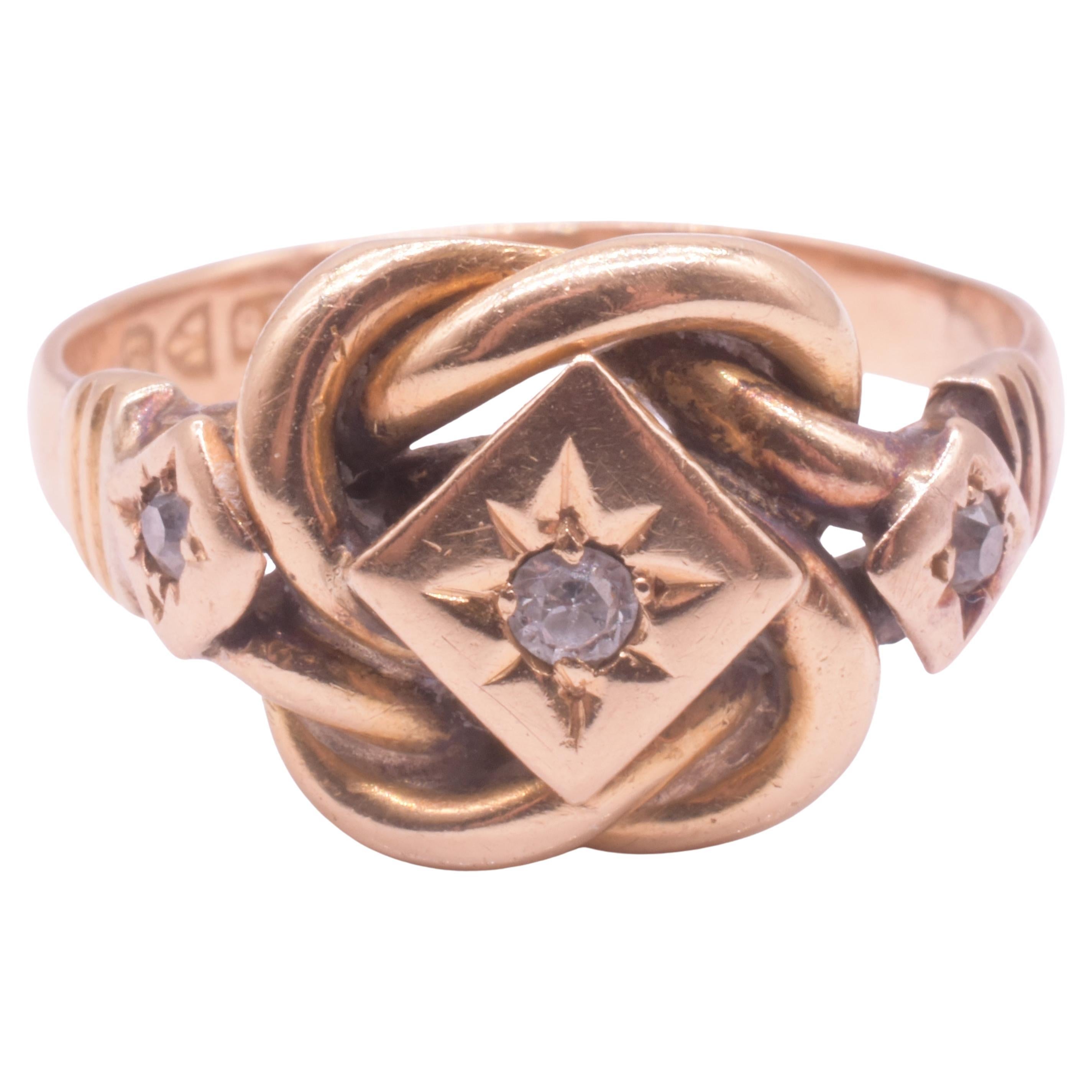 Antiker 1917 18K Lover's Knot Ring mit Diamanten im Angebot