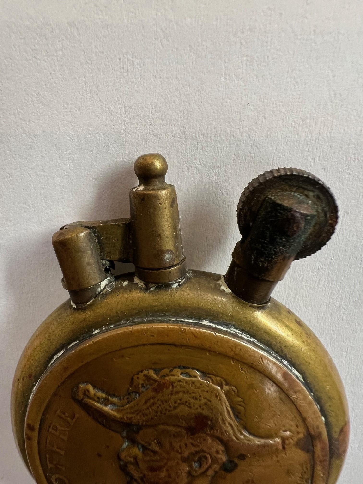 Brass Antique 1917 General Joffre WWI French Trench Art Cigarette Lighter  For Sale