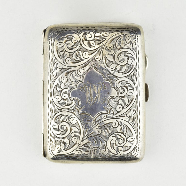 jg ltd silver cigarette case Antique 1917 Joseph Gloster Sterling Silver Cigarette Case, Botanical  Scrollwork For Sale at 1stDibs