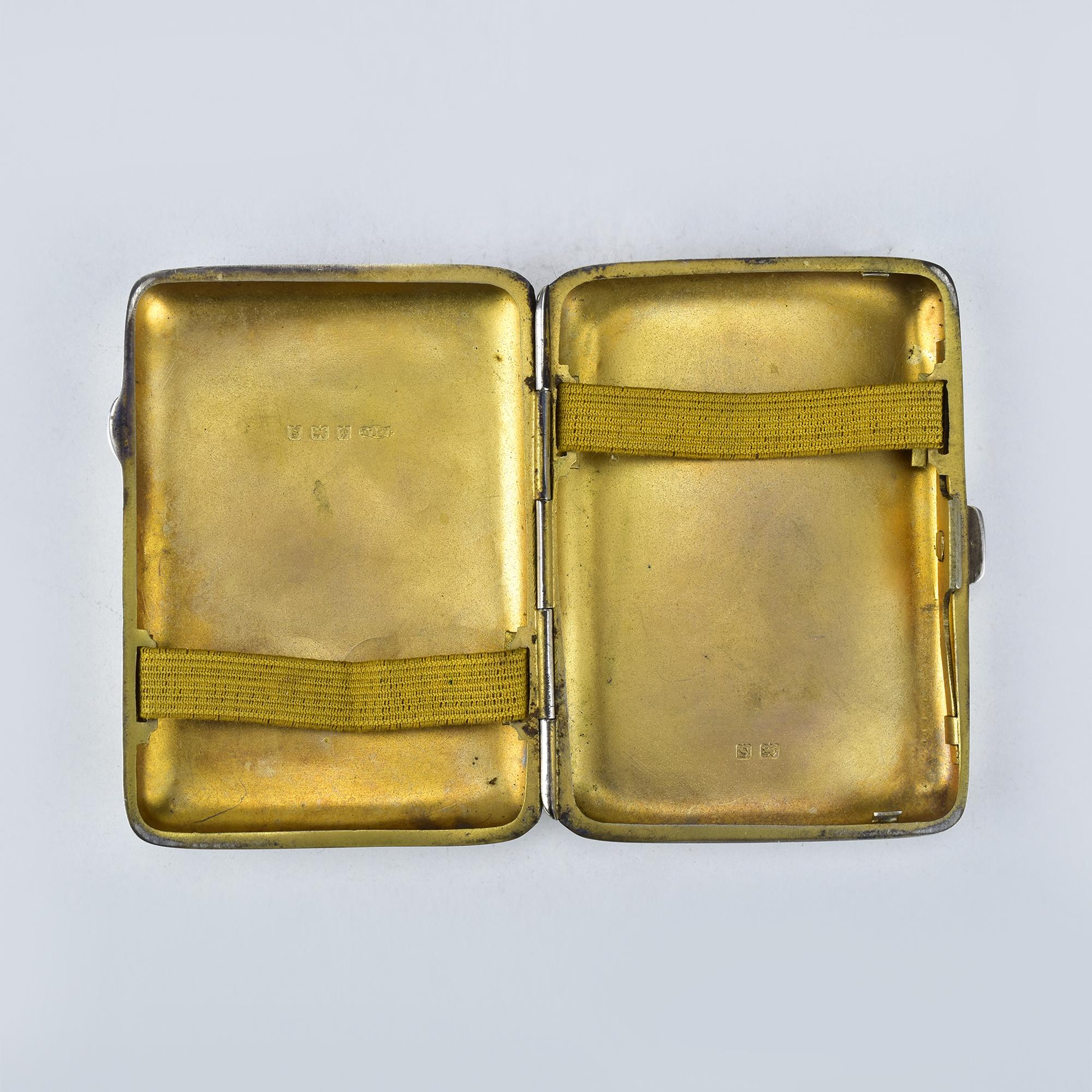 English Antique 1917 Joseph Gloster Sterling Silver Cigarette Case, Botanical Scrollwork For Sale
