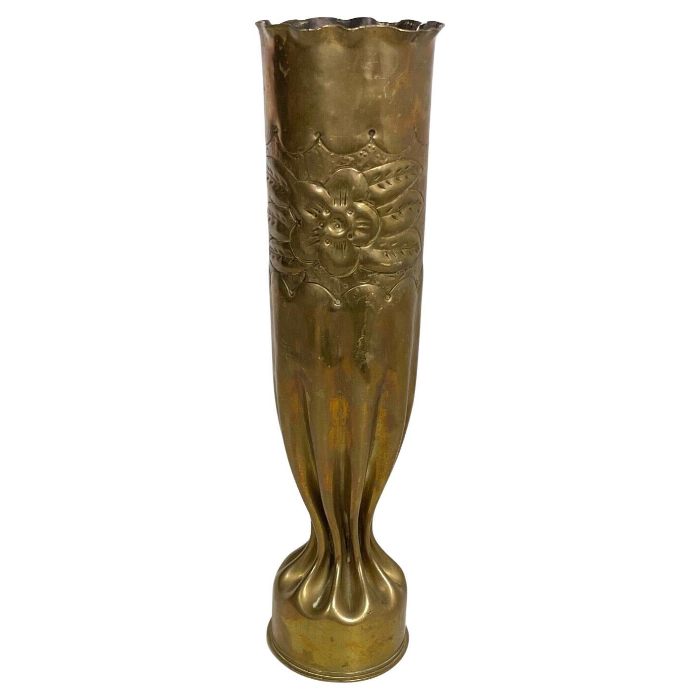 Antiguo Casquillo Esculpido 1917, Arte de Trinchera - 2Y527