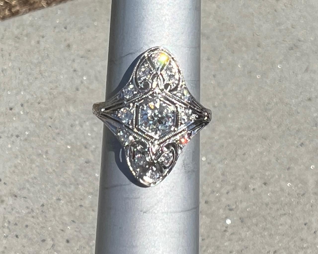 Antique 1918 Tiffany & Co. Platinum Diamond Filagree Art Deco Ring 3