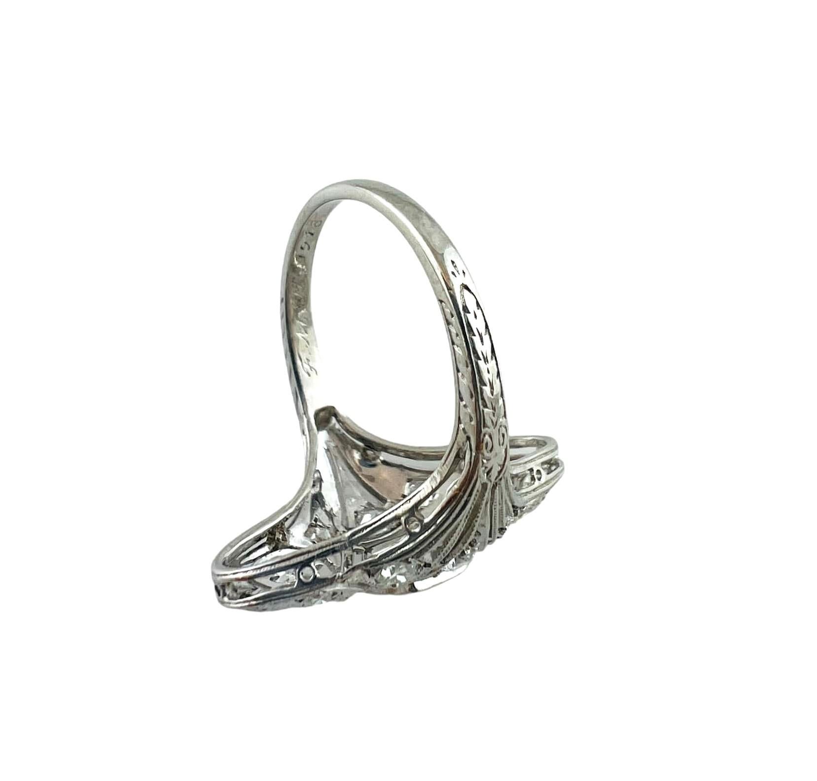 Women's Antique 1918 Tiffany & Co. Platinum Diamond Filagree Art Deco Ring
