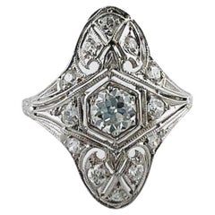 Antique 1918 Tiffany & Co. Platinum Diamond Filagree Art Deco Ring