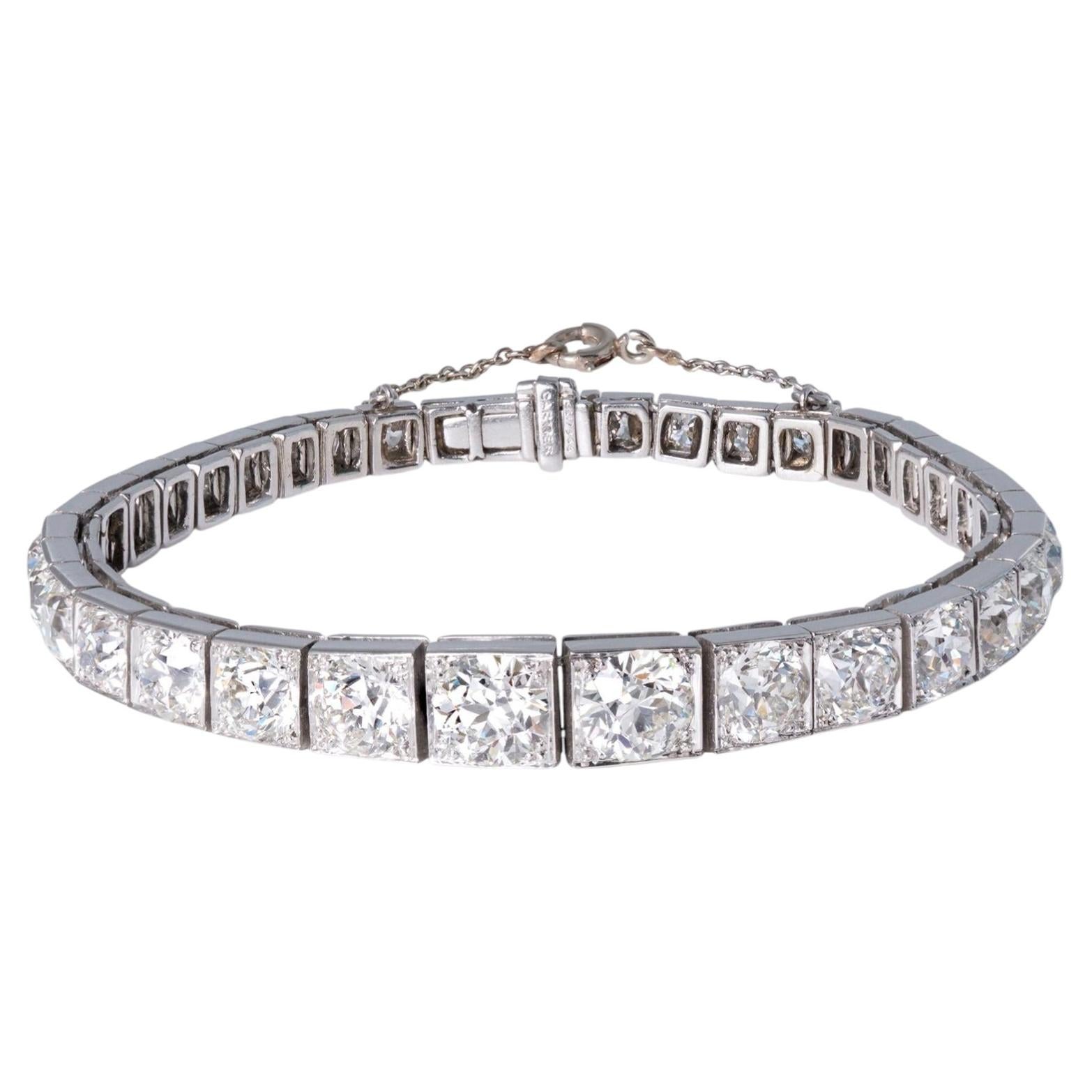 Antike 1920 Cartier 12 Karat Diamanten gerade Linie Tennis-Armband