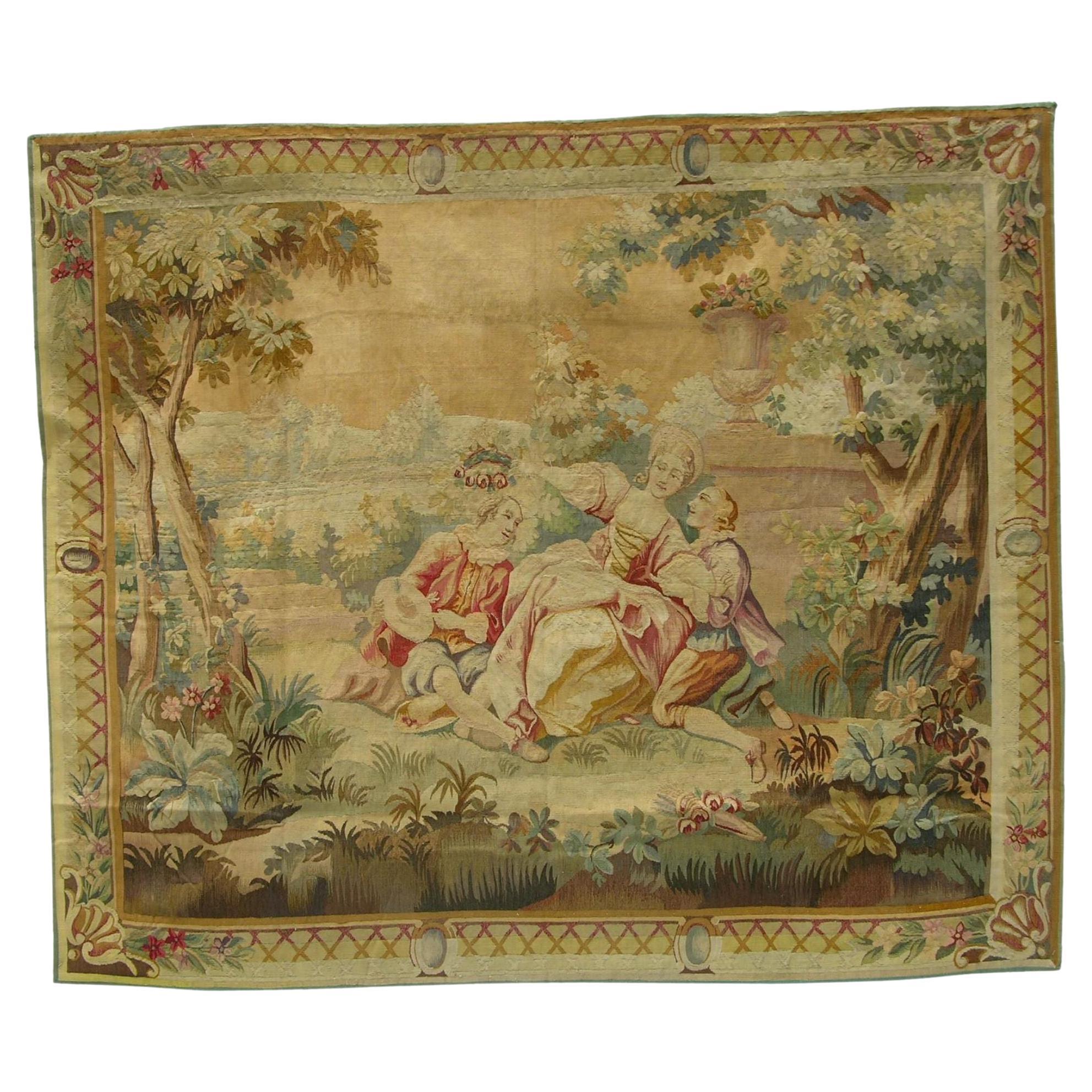 Antique 1920 French Tapestry 7' X 5' 11"