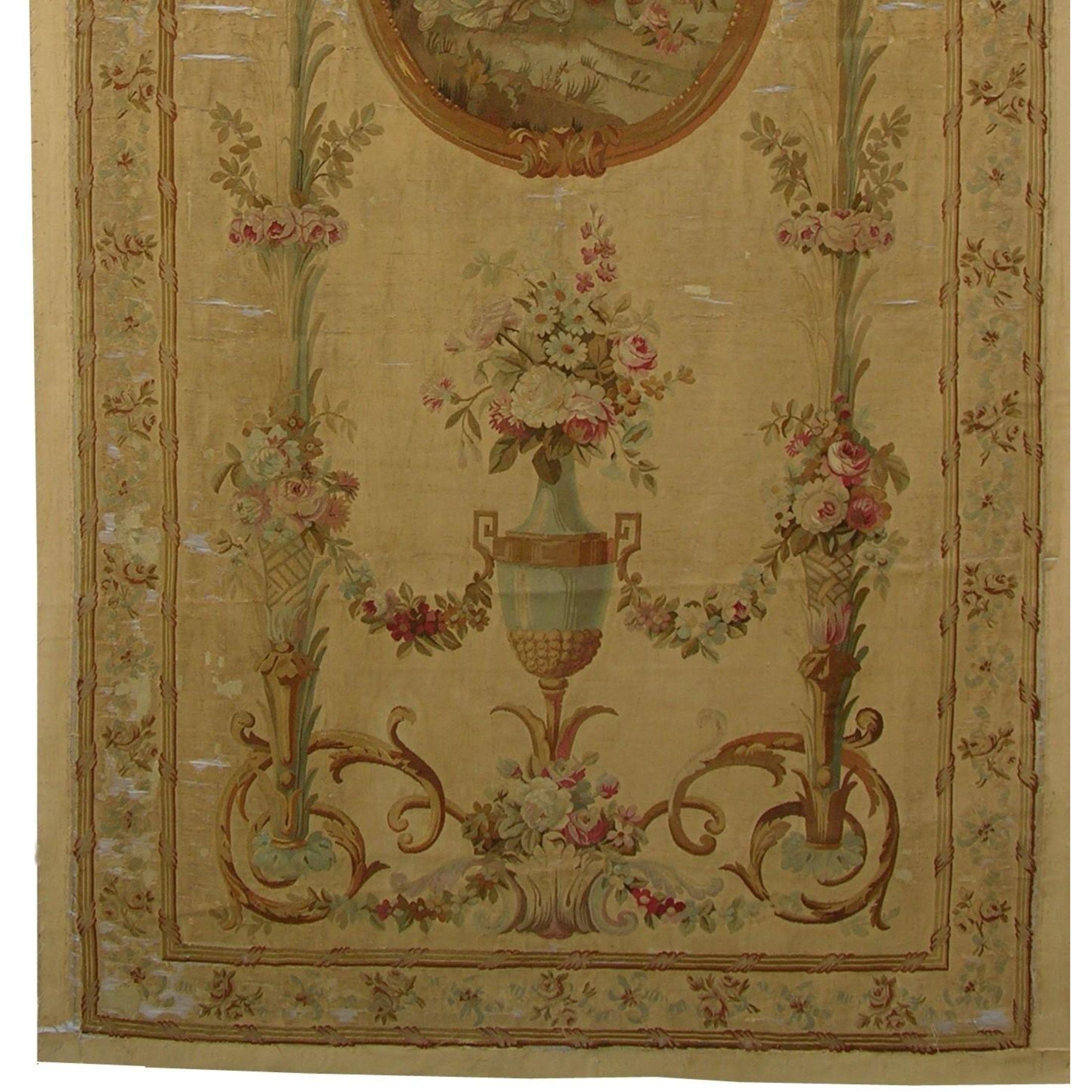 French Provincial Antique 1920 French Tapestry 8'10