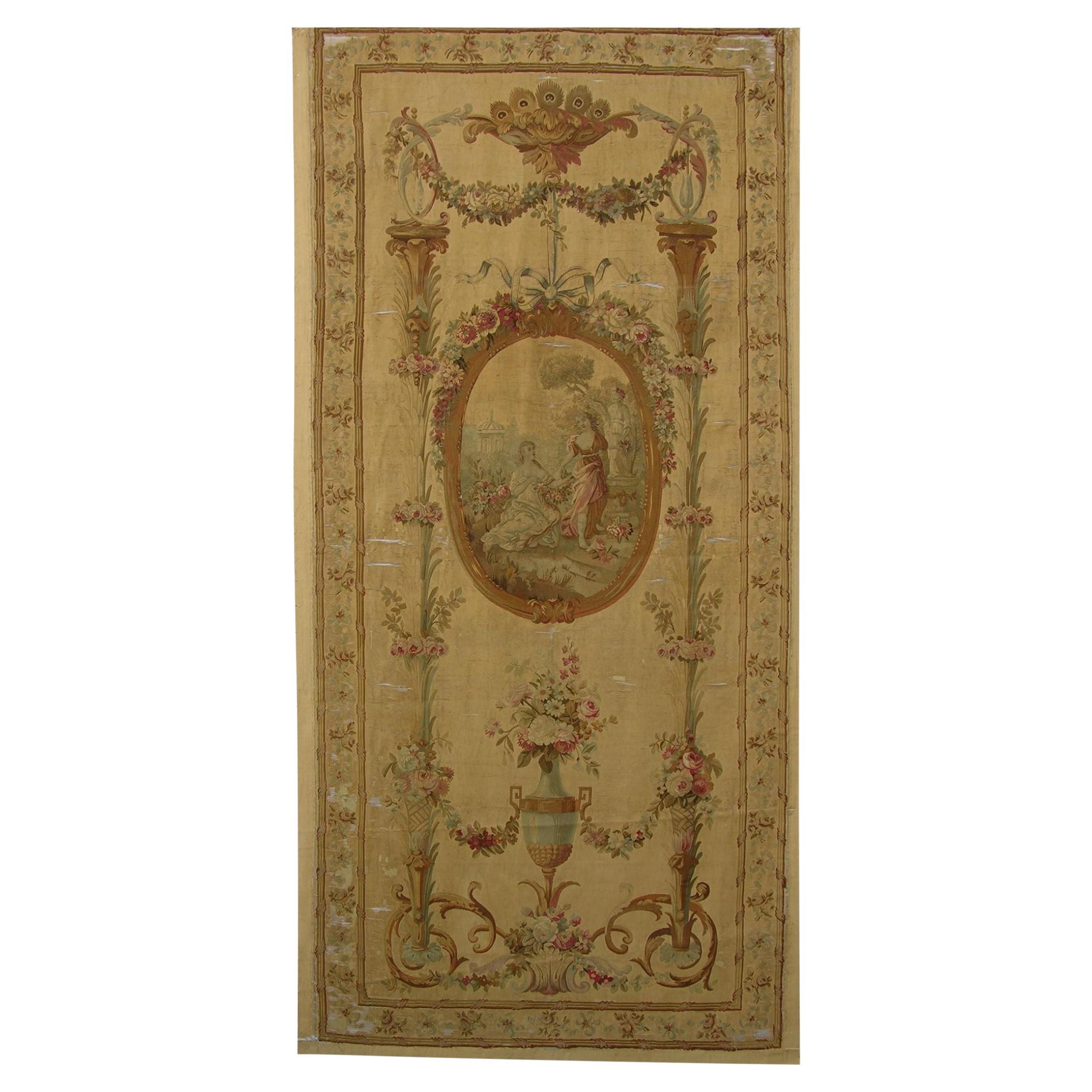 Antique 1920 French Tapestry 8'10" X 4'5"