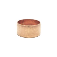 Antique 1920 Unisex 14k Rosy Yellow Gold 10.2mm Wide Flat Band Ring