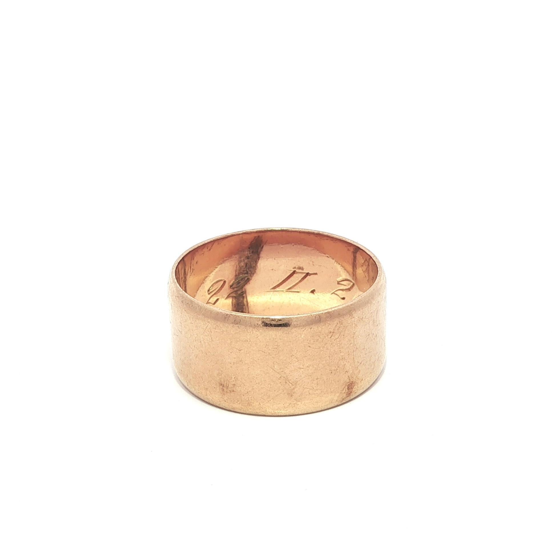 da uomo o donna Antico 1920 Anello unisex in oro giallo rosato da 10,2 mm a fascia larga e piatta in vendita