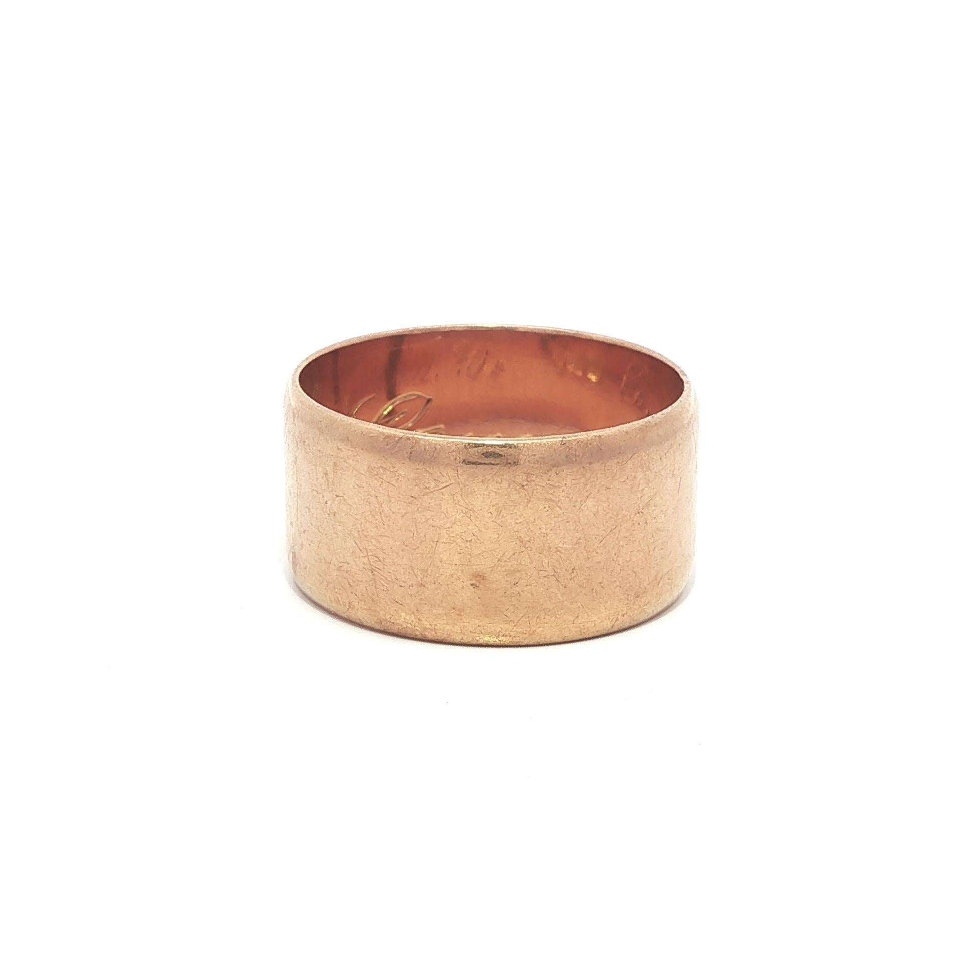 Antico 1920 Anello unisex in oro giallo rosato da 10,2 mm a fascia larga e piatta