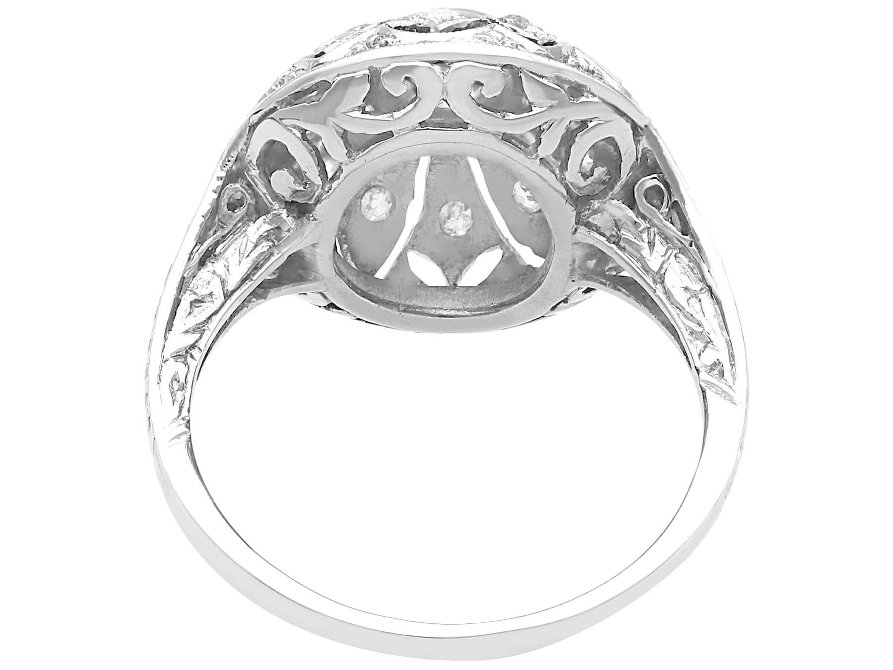 Women's or Men's Antique 1920s 0.57 Carat Diamond and 14k White Gold Art Deco Cocktail Ring  For Sale