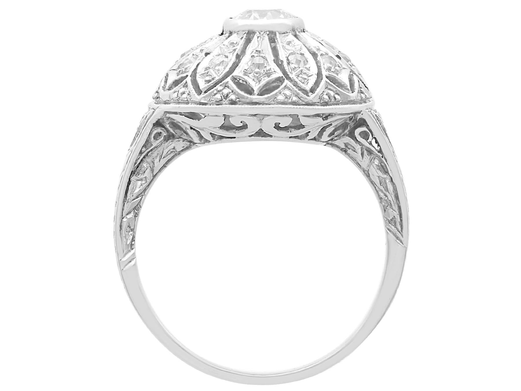 Antique 1920s 0.57 Carat Diamond and 14k White Gold Art Deco Cocktail Ring  For Sale 1