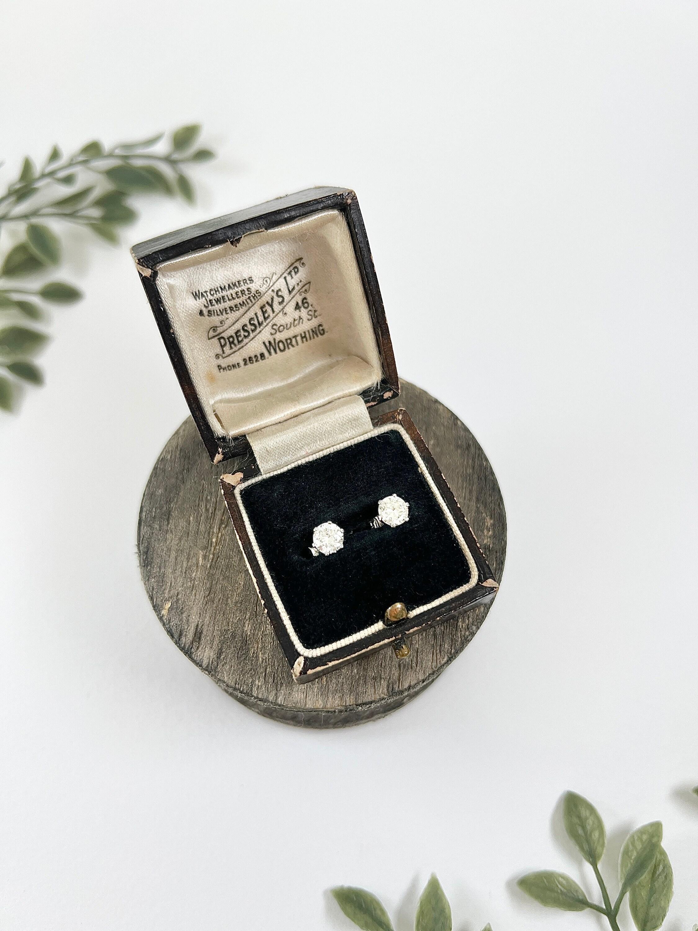 Brilliant Cut Antique 1920s 0.84CWT Total Diamonds, Set In New 18ct White 6 Claw Stud Earrings For Sale
