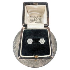 Antique 1920s 0.84CWT Total Diamonds, Set In New 18ct White 6 Claw Stud Earrings