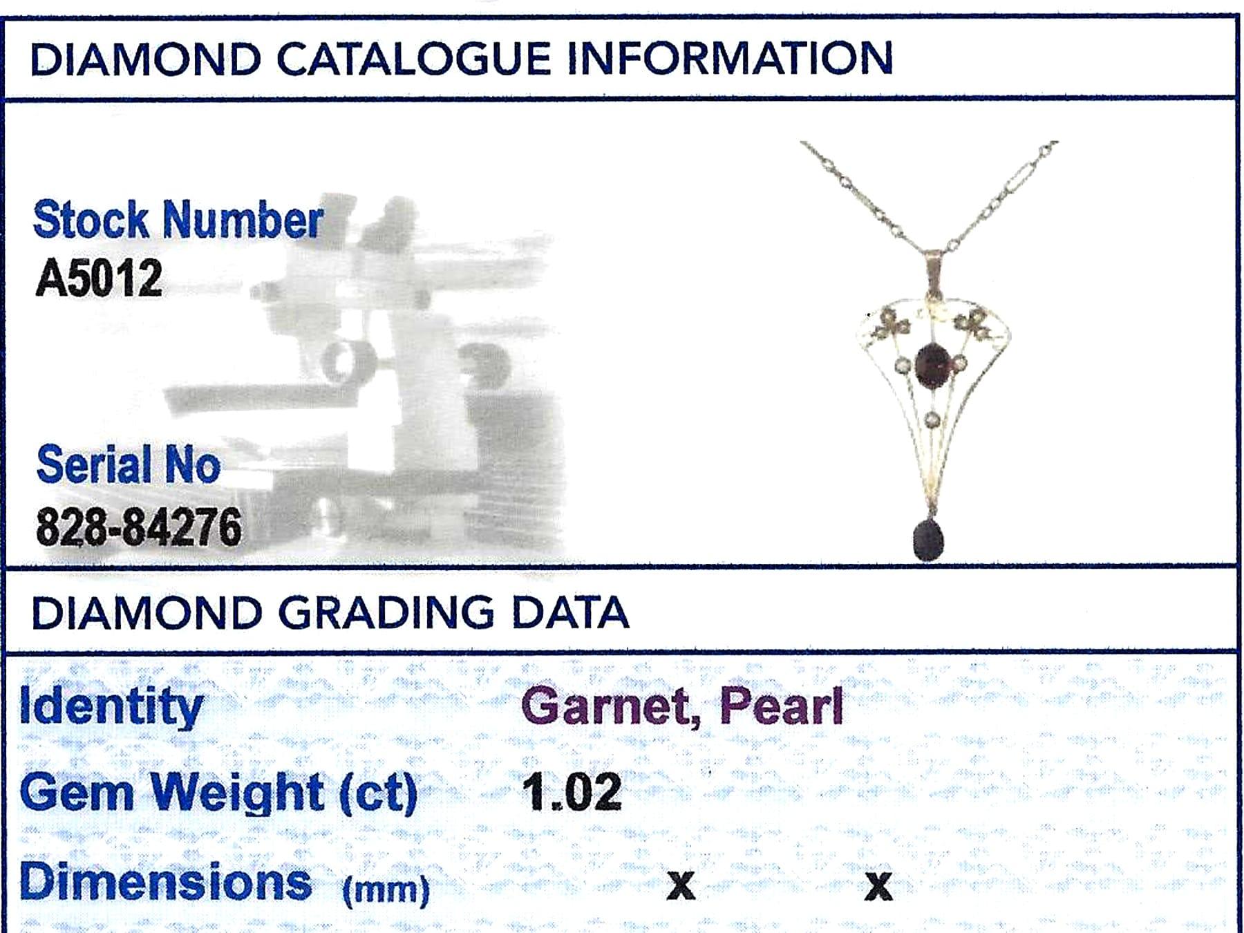 Antique 1920s 1.02 Carat Garnet and Seed Pearl Yellow Gold Pendant For Sale 2