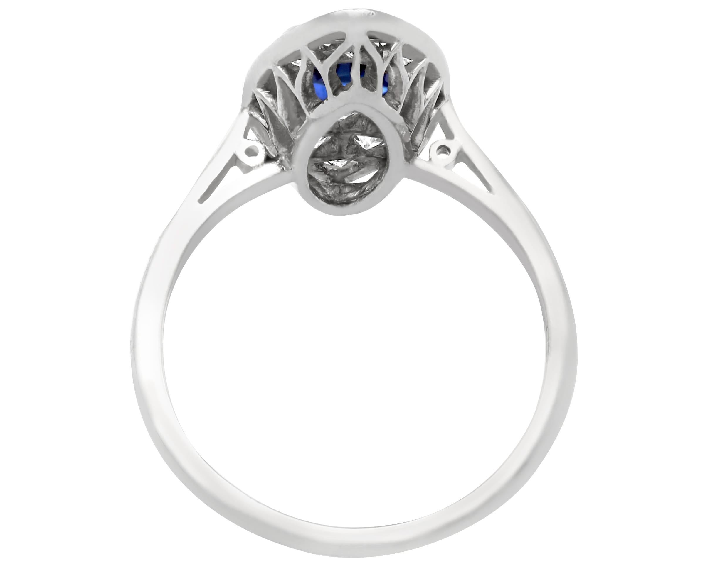 Women's Antique 1920s 1.02 Carat Sapphire and Diamond White Gold Cocktail Ring For Sale