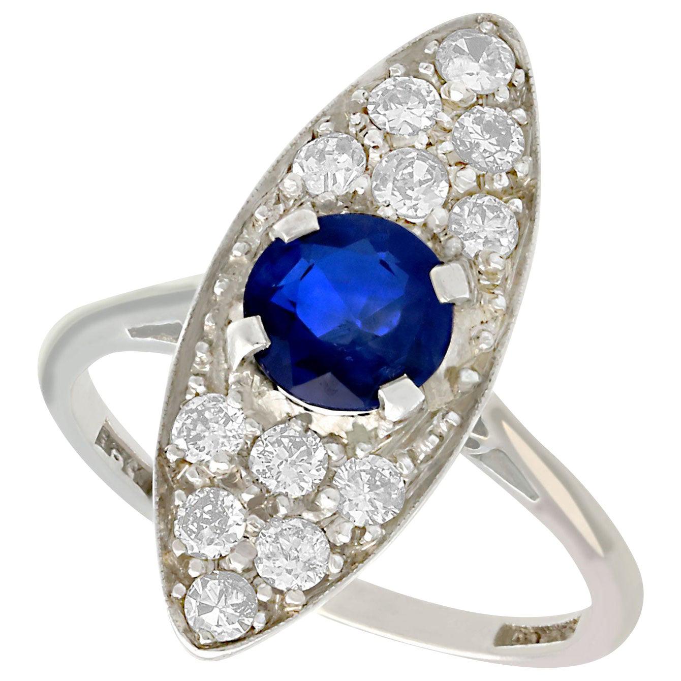 Russian Diamond and Sapphire Gold Ring, 1920 at 1stDibs