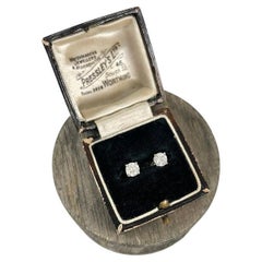 Antique 1920s 1.02CWT Total Diamonds, Set In New 18ct White 4 Claw Stud Earrings