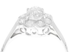 Antique 1920s 1.08 Carat Diamond and White Gold Cluster Engagement Ring