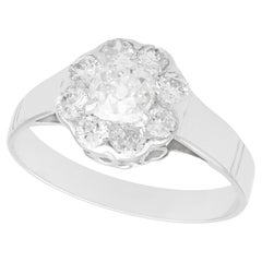 Used 1920s 1.08 Carat Diamond and White Gold Cluster Engagement Ring