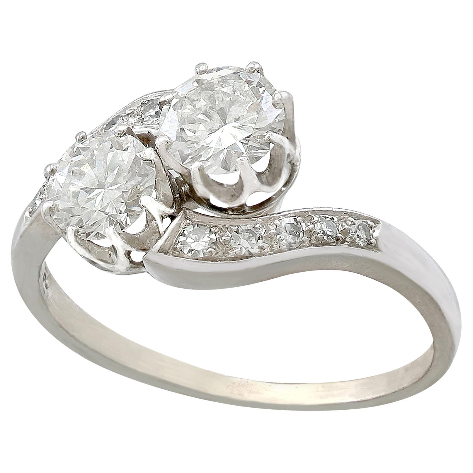 A stunning antique 1920s 1.28 carat diamond and 18 karat white gold twist style dress ring; part of our diverse antique jewelry and estate jewelry collections.

This stunning, fine and impressive 1920s diamond twist ring has been crafted in 18k