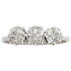 Antique 1920s 1.71ct Diamond and Platinum Trilogy Ring