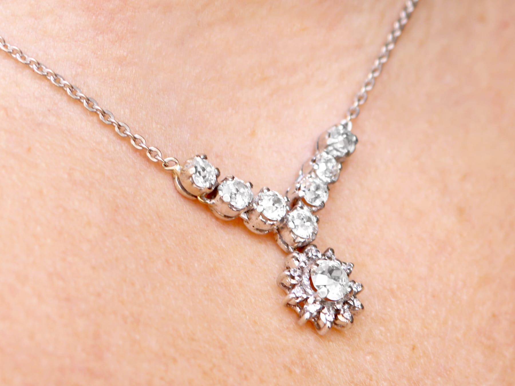 Women's Antique 1920s 1.99 Carat Diamond and Silver Necklace