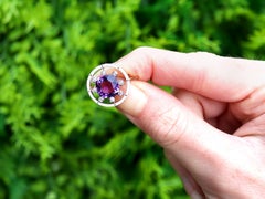 Antique 1920s 2.26 Carat Amethyst and Diamond Yellow Gold Brooch