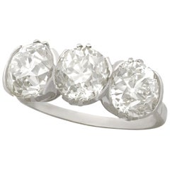 Antique 1920s 4.81 Carat Diamond and White Gold Three-Stone Ring