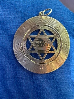 Antique 1920's 9K Gold Star of David Pendant with "Mazel" Inscription-6.1g