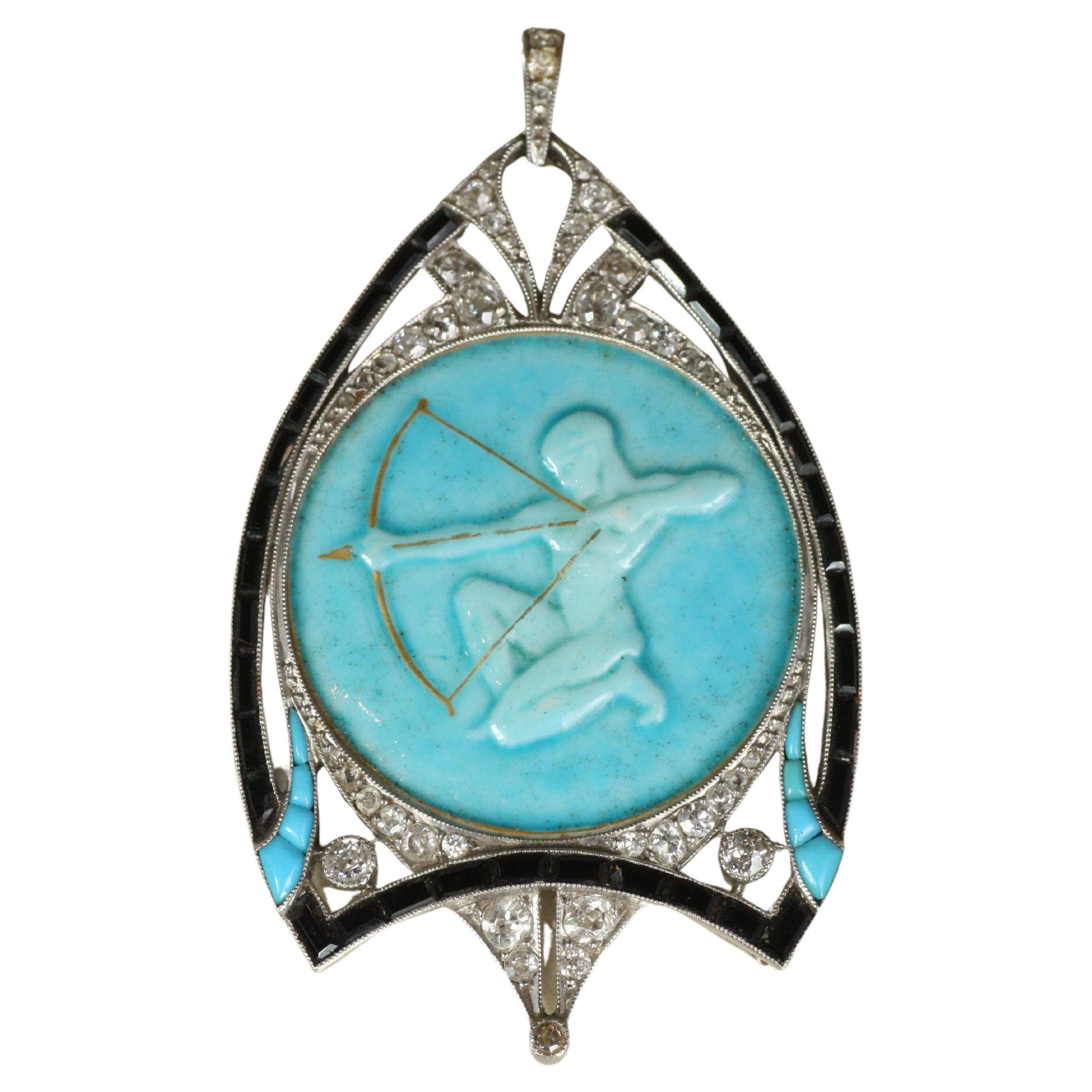 Antiguo Colgante Art Decó de Porcelana Décoré a Sévrés de los años 20 en venta