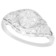 Antique 1920s Art Deco 1.14 Carat Diamond and Platinum Dress Ring