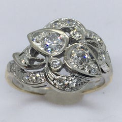 Antique 1920s Art Deco 14K gold 1/2 Carat Diamond American Ring Toi et Moi 5.25
