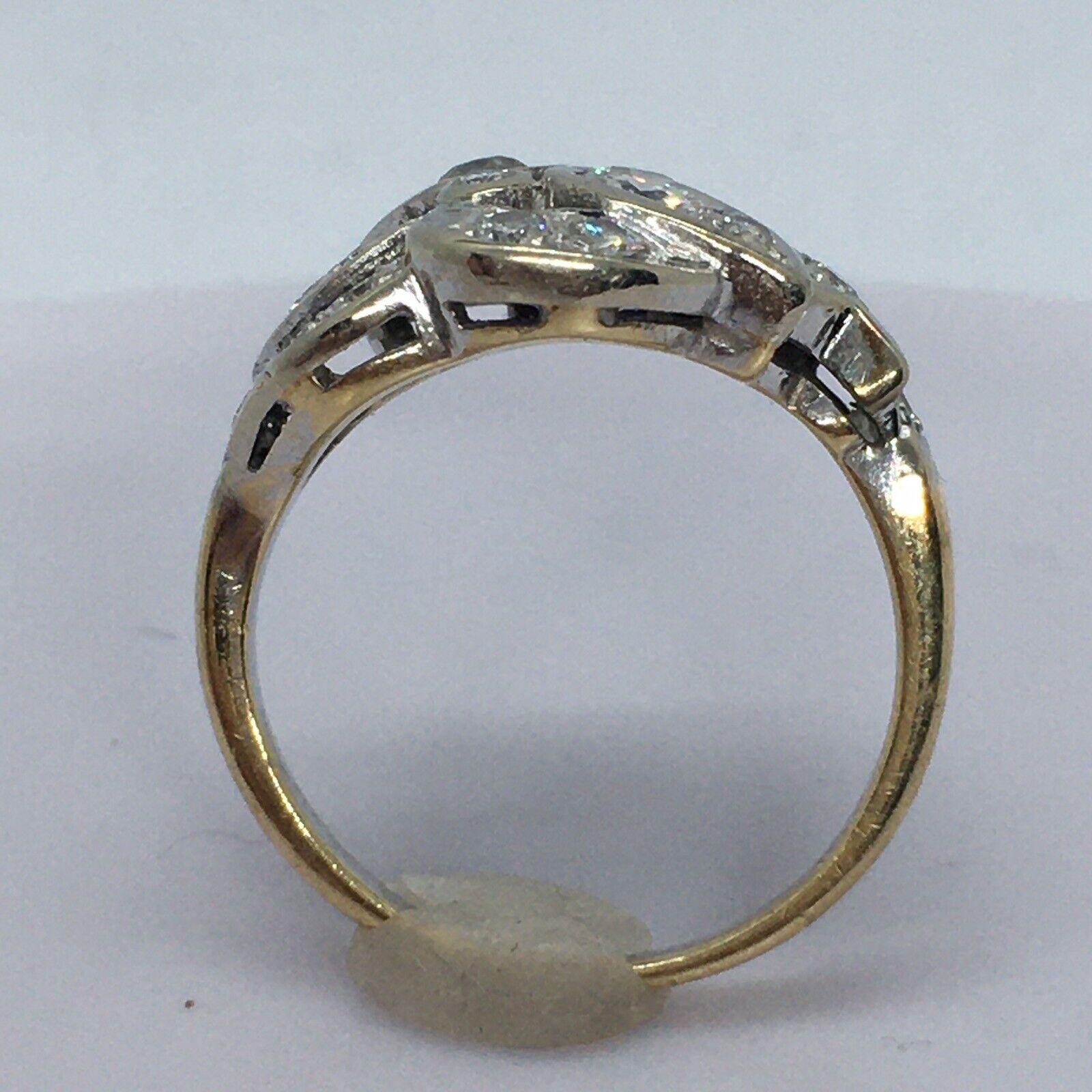 Taille ronde Bague américaine Art déco des années 1920 en or 14 carats avec diamants de 1/2 carat Toi et Moi 5,25 en vente