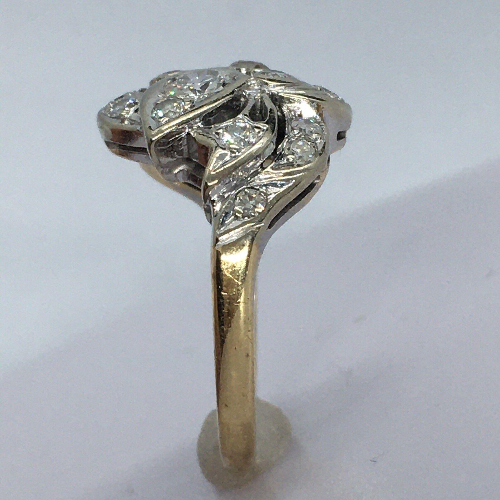Antique 1920s Art Deco 14K gold 1/2 Carat Diamond American Ring Toi et Moi 5.25 In Good Condition For Sale In Santa Monica, CA