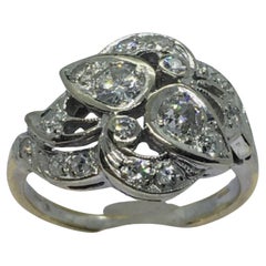 Antiker 1920er Jahre Art Deco 14K Gold 1/2 Karat Diamant amerikanischer Ring Toi et Moi 5,25