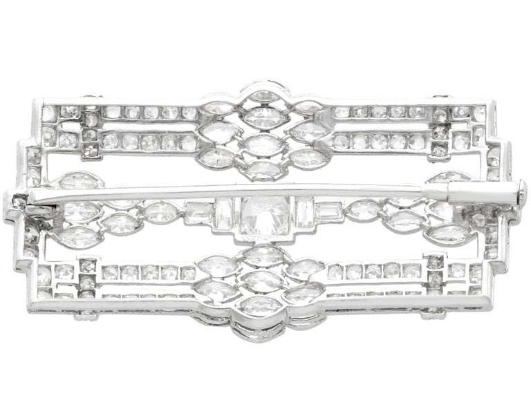 Antique 1920s Art Deco 4.90 Carat Diamond and Platinum Brooch For Sale ...