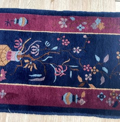 Antique 1920s Art Deco Chinese Rug – Vibrant Floral Asymmetry 2.1' x4.3' - 1B982