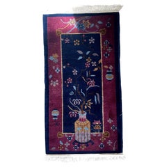 Antique 1920s Art Deco Chinese Rug – Vibrant Floral Asymmetry 2.1' x4.3' - 1B983