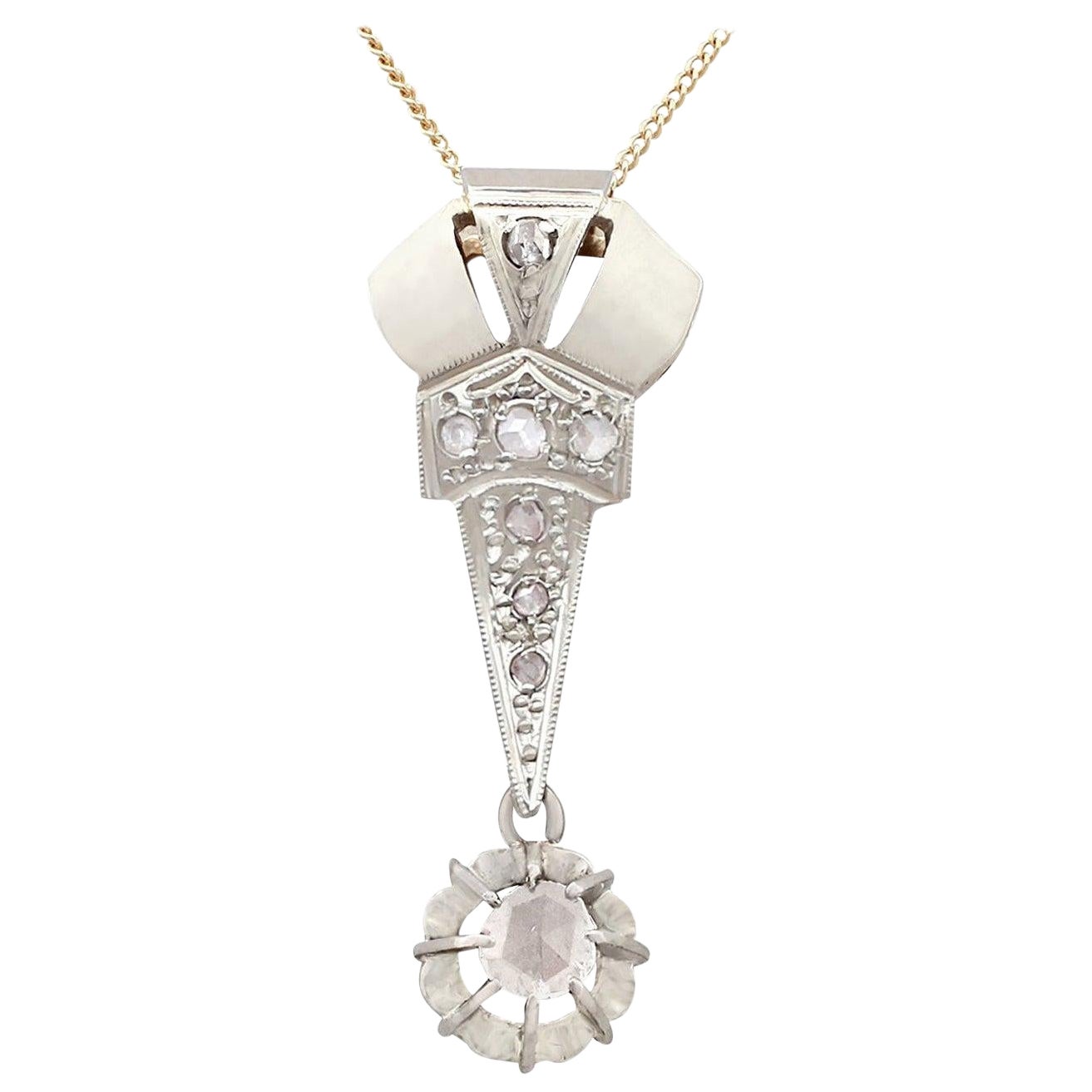 Antiker 1920er Art Deco Diamant und Gelbgold Anhänger