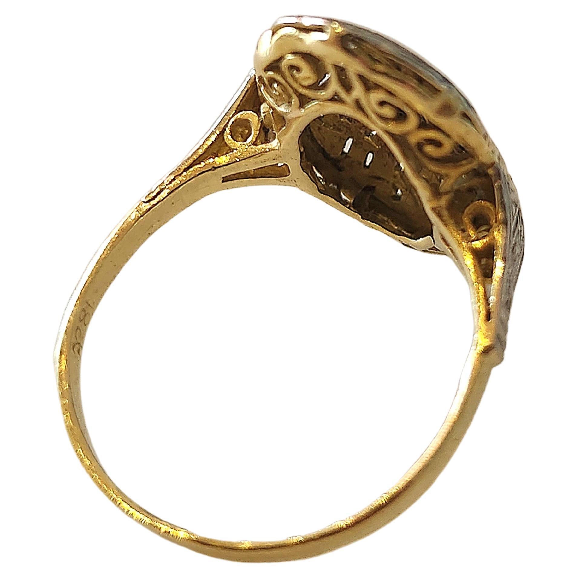Antique 1920s Art Deco Diamond Gold Ring For Sale 3