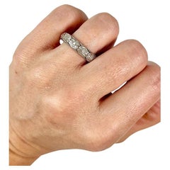 Antique 1920s, Art Deco Fancy Diamond Platinum Wedding Band, Eternity Ring