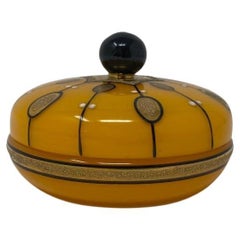 Antique 1920s Art Deco Moser Bohemian Art Glass Lidded Jar