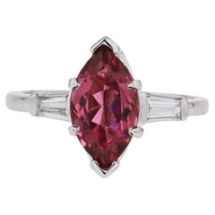 Vintage 1920s Art Deco Pink Tourmaline Marquise Engagement Ring